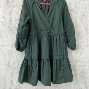 Madewell v-neck green mini dress